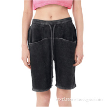 Summer high street washed distressed terry shorts